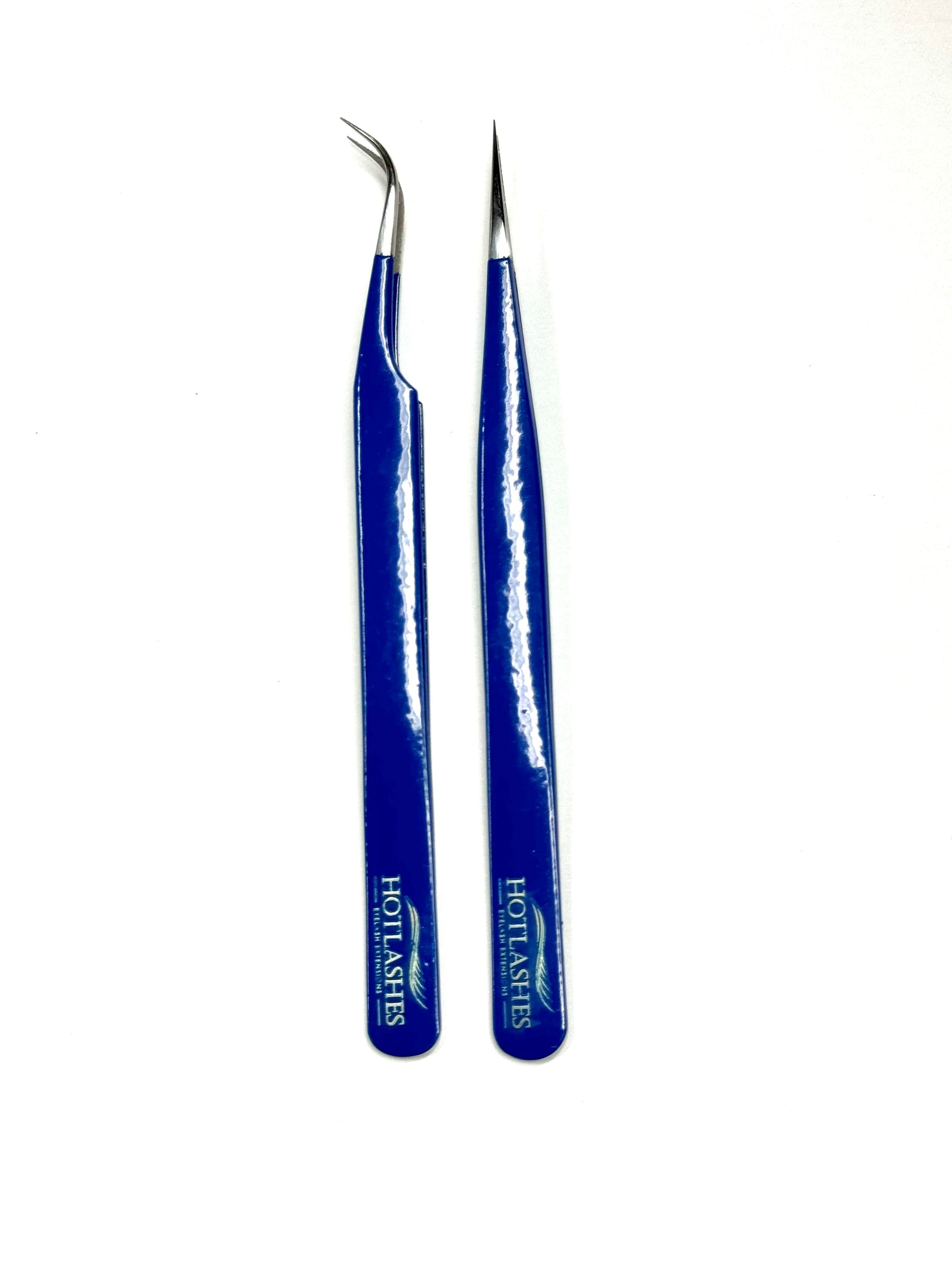 Lash Tweezers: Powder Coat Blue Set